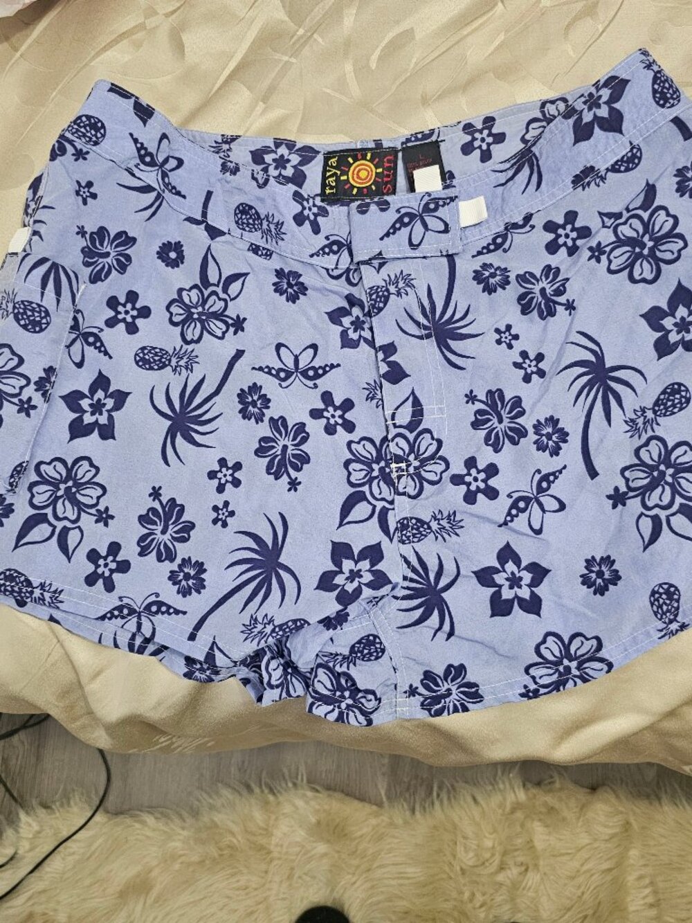Purple Nylon Velcro Shorts with Pockets - Swimwear or Beachy Coverup